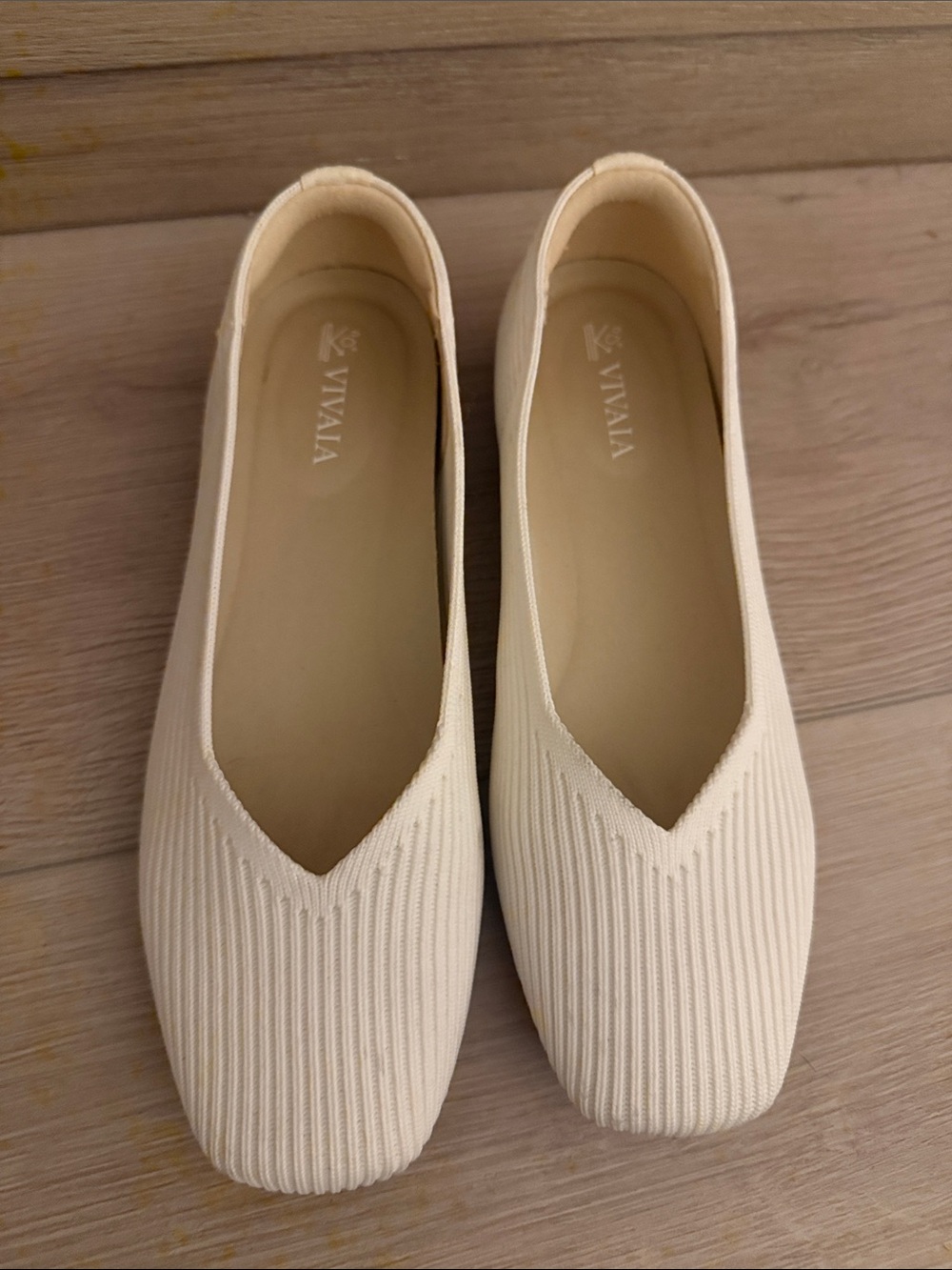 VIVAIA Women's White Knit Ballet Flats
